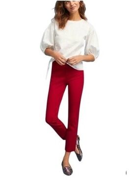Anthropologie Essential Corderoy Pants Pink Straight Crop Womens Sz 6 OB1096282